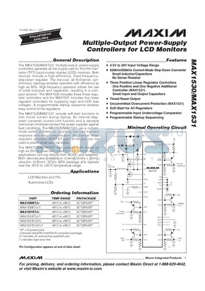 MAX1530 datasheet - Multiple-Output Power-Supply Controllers for LCD Monitors