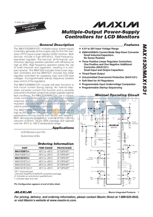 MAX1531ETJ+ datasheet - Multiple-Output Power-Supply Controllers for LCD Monitors