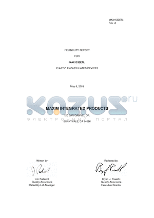 MAX1532ETL datasheet - PLASTIC ENCAPSULATED DEVICES