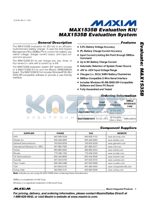 MAX1535BEVSYS datasheet - MAX1535B Evaluation Kit/MAX1535B Evaluation System