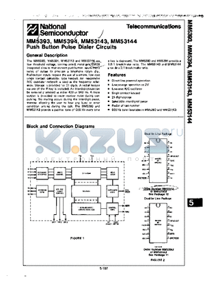 MM53143J datasheet - PUSH BUTTON PULSE DIALER CIRCUITS