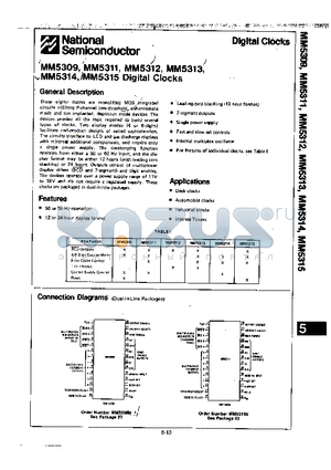 MM5315 datasheet - DIGITAL CLOCKS