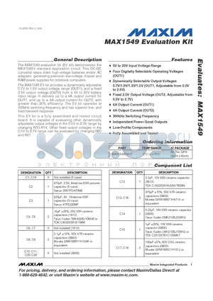 MAX1549EVKIT datasheet - MAX1549 Evaluation Kit