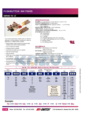 LT2UEEBAUPNTABWHT datasheet - PUSHBUTTON SWITCHES