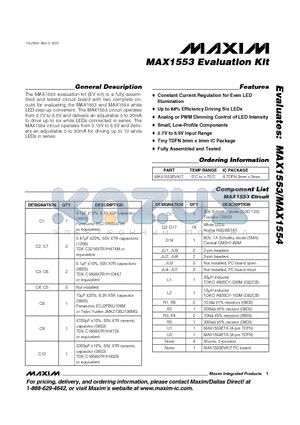 MAX1553EVKIT datasheet - MAX1553 Evaluation Kit