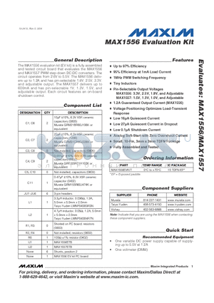 MAX1556EVKIT datasheet - MAX1556 Evaluation Kit