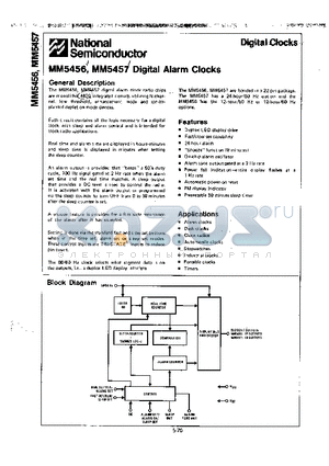 MM5456 datasheet - DIGITAL ALARM CLOCKS