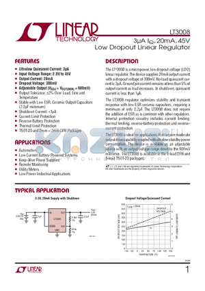 LT3008EDC-PBF datasheet - 3lA IQ, 20mA, 45V Low Dropout Linear Regulator