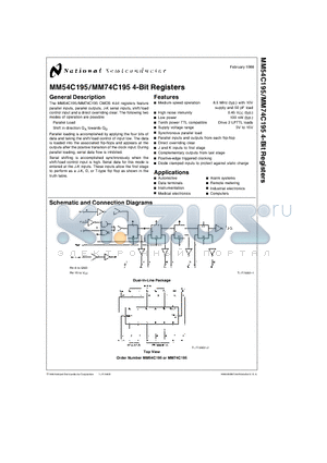 MM54C195 datasheet - 4-Bit Registers