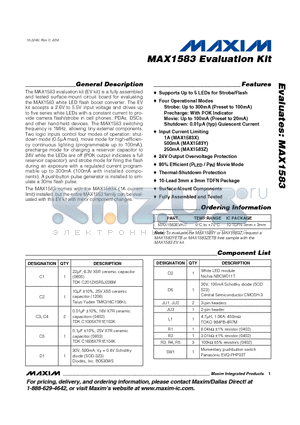 MAX1583EVKIT datasheet - MAX1583 Evaluation Kit