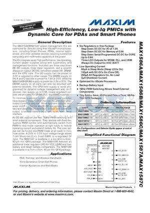 MAX1586CETM datasheet - High-Efficiency, Low-IQ PMICs with Dynamic Core for PDAs and Smart Phones