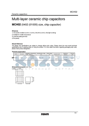 MCH02 datasheet - Multi-layer ceramic chip capacitors