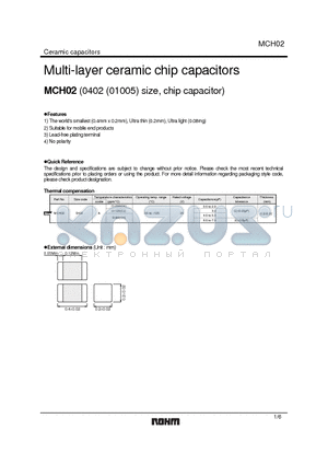 MCH022A050CK datasheet - Multi-layer ceramic chip capacitors