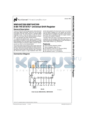 MM54HC299J datasheet - 8-Bit TRI-STATE Universal Shift Register