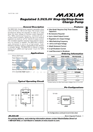 MAX1595ETC33 datasheet - Regulated 3.3V/5.0V Step-Up/Step-Down Charge Pump