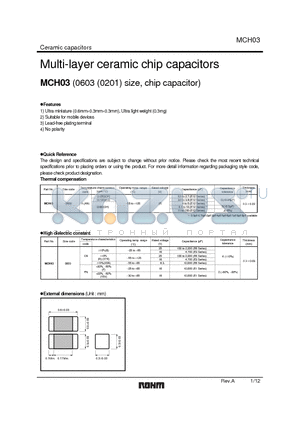 MCH033FN103DK datasheet - Multi-layer ceramic chip capacitors