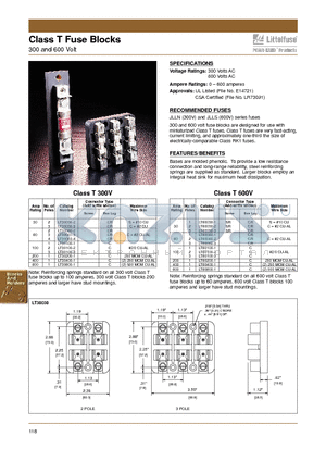 LT30100-1 datasheet - Class T Fuse Blocks - 300 and 600 Volt
