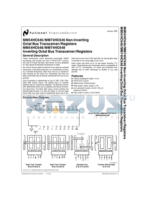 MM54HC646 datasheet - Non-Inverting Octal Bus Transceiver/Registers