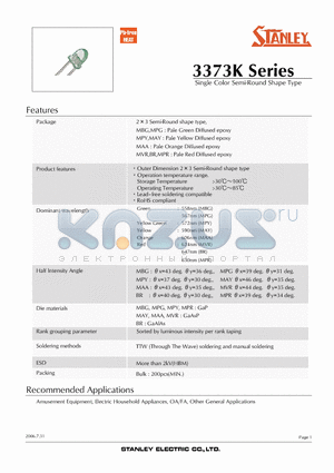 MVR3373K datasheet - Single Color Semi-Round Shape Type