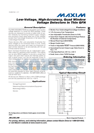MAX16008_11 datasheet - Low-Voltage, High-Accuracy, Quad Window Voltage Detectors in Thin QFN