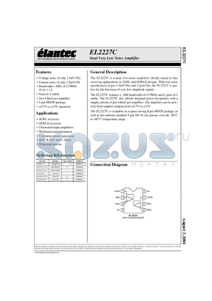 EL2227CY-T7 datasheet - Dual Very Low Noise Amplifier
