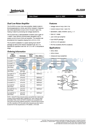 EL2228 datasheet - Dual Low Noise Amplifier