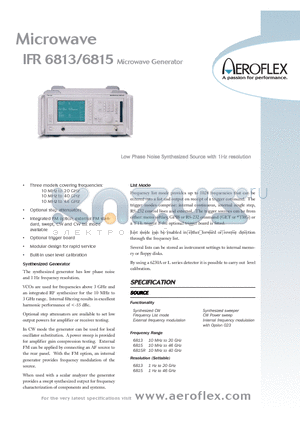 IFR6813 datasheet - Microwave Generator