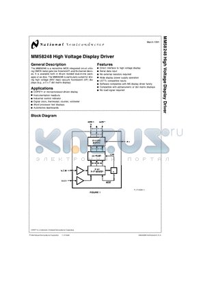 MM58248 datasheet - High Voltage Display Driver