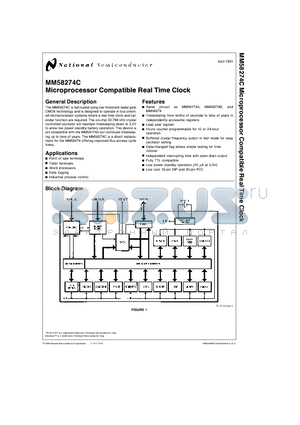 MM58274CN datasheet - Microprocessor Compatible Real Time Clock