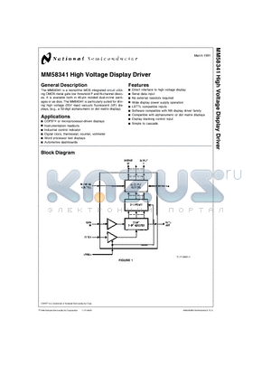 MM58341 datasheet - High Voltage Display Driver