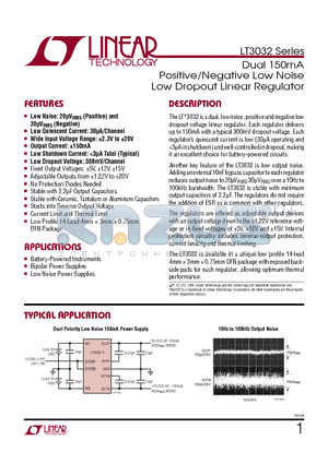 LT3023 datasheet - Dual 150mA Positive/Negative Low Noise