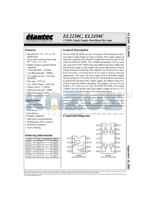 EL2250CS-T13 datasheet - 125MHz Single Supply Dual/Quad Op Amps