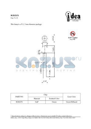 IGD2151 datasheet - T-1, 3 mm diameter package