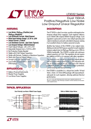 LT3027 datasheet - Dual 150mA Positive/Negative Low Noise