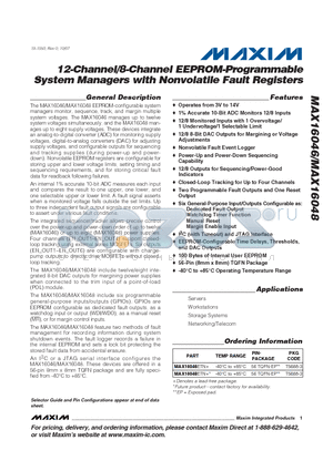 MAX16046 datasheet - 12-Channel/8-Channel EEPROM-Programmable System Managers with Nonvolatile Fault Registers