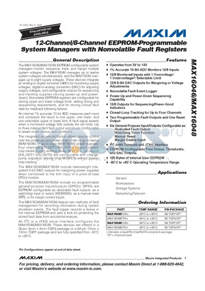 MAX16046ETN+ datasheet - 12-Channel/8-Channel EEPROM-Programmable System Managers with Nonvolatile Fault Registers