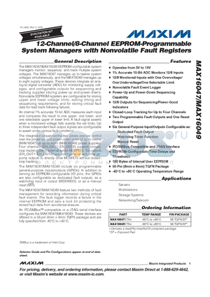 MAX16047ETN+ datasheet - 12-Channel/8-Channel EEPROM-Programmable System Managers with Nonvolatile Fault Registers