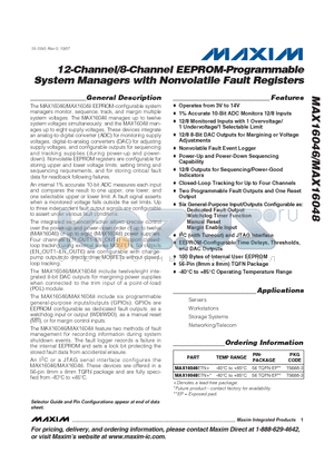 MAX16048 datasheet - 12-Channel/8-Channel EEPROM-Programmable System Managers with Nonvolatile Fault Registers