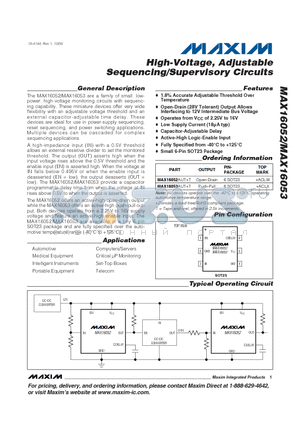 MAX16053 datasheet - High-Voltage, Adjustable Sequencing/Supervisory Circuits