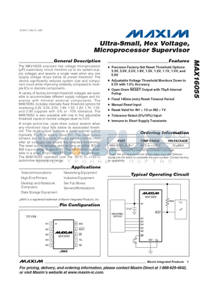 MAX16055_AUB+ datasheet - Ultra-Small, Hex Voltage, Microprocessor Supervisor