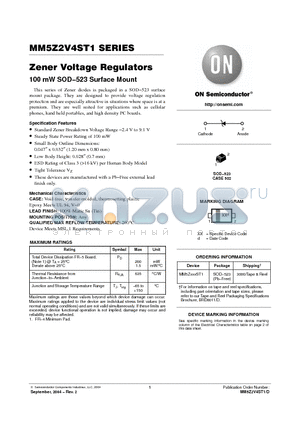 MM5Z2V7ST1 datasheet - Zener Voltage Regulators