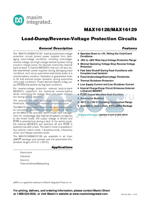 MAX16129 datasheet - Load-Dump/Reverse-Voltage Protection Circuits