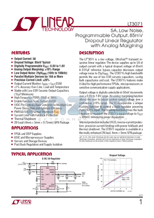 LT3071EUFD-PBF datasheet - 5A, Low Noise, Programmable Output, 85mV Dropout Linear Regulator with Analog Margining