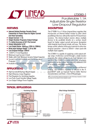 LT3080EDD-1 datasheet - Parallelable 1.1A Adjustable Single Resistor Low Dropout Regulator