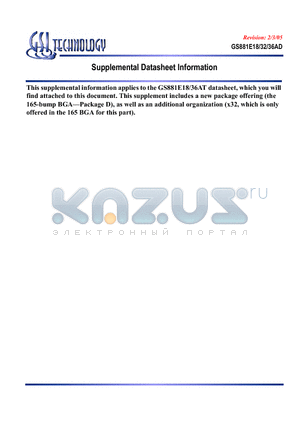 GS881E18AD-150IT datasheet - 512K x 18, 256K x 36 9Mb Synchronous Burst SRAMs