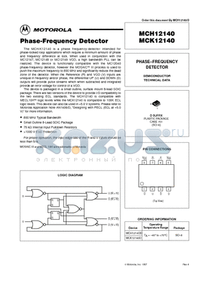MCH12140 datasheet - PHASE-FREQUENCY DETECTOR
