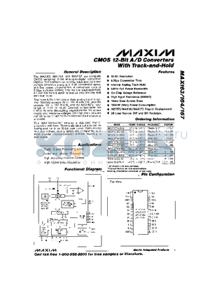 MAX163BCWG datasheet - CMOS 12-Bit A/D Converters With Track-and-Hold