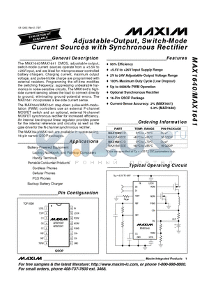 MAX1640C datasheet - Adjustable-Output, Switch-Mode Current Sources with Synchronous Rectifier