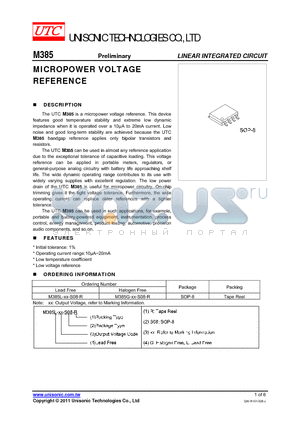 M385_11 datasheet - MICROPOWER VOLTAGE REFERENCE