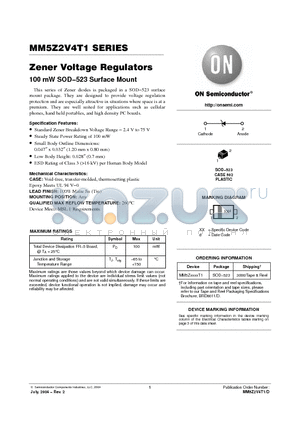 MM5Z62VT1 datasheet - Zener Voltage Regulators